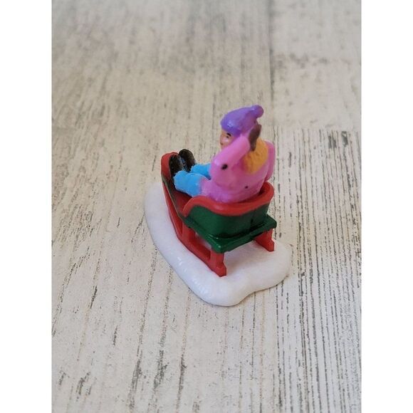 Sledding girl mom Snow Village accessory toy figure - Picture 2 of 5